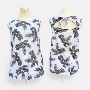 Old Navy Linen Blend Tie Back Botanical Print  Sleeveless Top